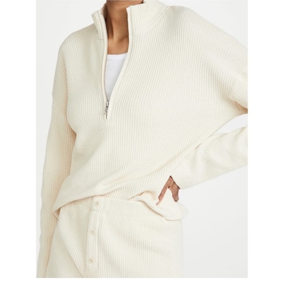 Reformation Tops - Reformation Yale Waffle Pull Over Half Zip Top Ivory small